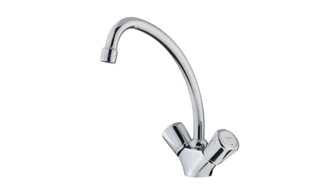 Grifo de cocina bimando con caño giratorio